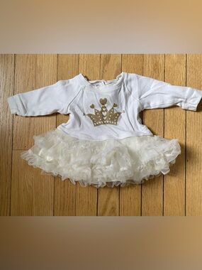Truly Scrumptious by Heidi Klum Baby Girl Dress 6 Mo Tutu Crown Princess Gold